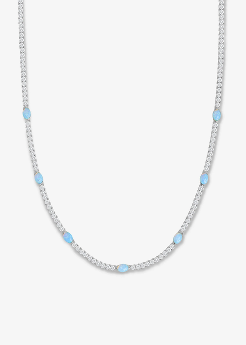 Melinda Maria Maven Tennis Necklace - Silver/Blue Opal