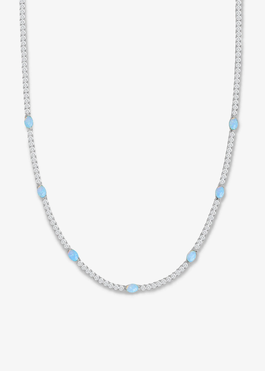 Melinda Maria Maven Tennis Necklace - Silver/Blue Opal