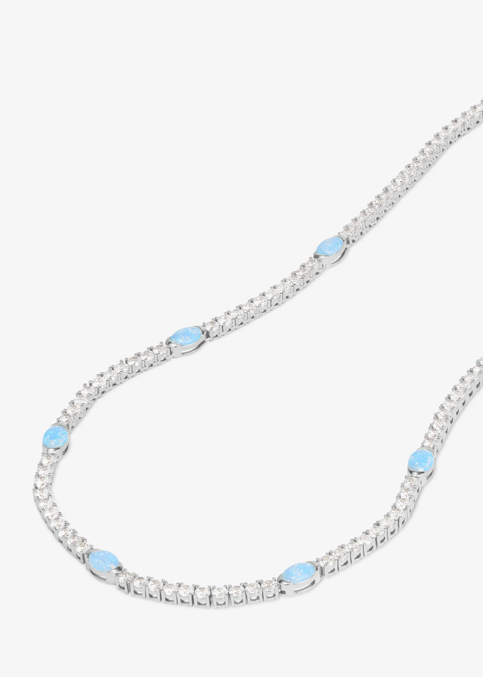Melinda Maria Maven Tennis Necklace - Silver/Blue Opal