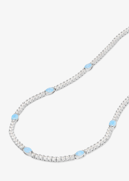 Melinda Maria Maven Tennis Necklace - Silver/Blue Opal