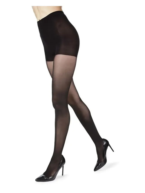 MeMoi Velveteen Opaque 30 Denier Control Top Tights in Black