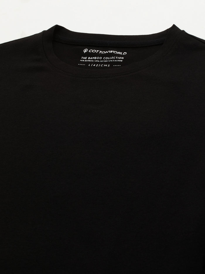 Men's Cotton Bamboo Elastane Slim Fit Tshirt Black