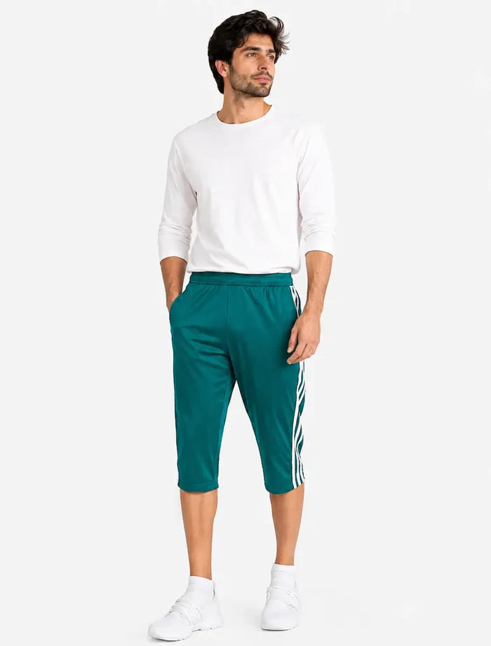 Men's Premium Rib Cotton Three Quarter Shorts Regular Fit (turquoise)