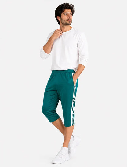 Men's Premium Rib Cotton Three Quarter Shorts Regular Fit (turquoise) - Hinz Clothing