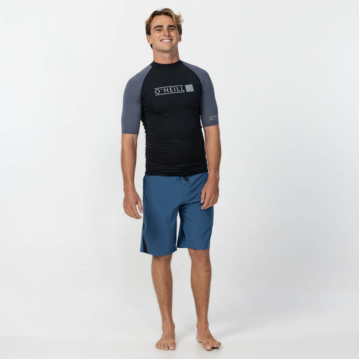 Men's Reactor Block Short Sleeve Rash Vest - Orion Blue