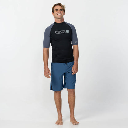 Men's Reactor Block Short Sleeve Rash Vest - Orion Blue