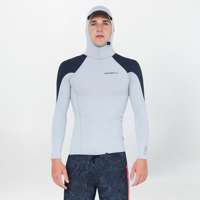 Men's TRVLR Long Sleeve Hooded Rash Vest - Cool Grey