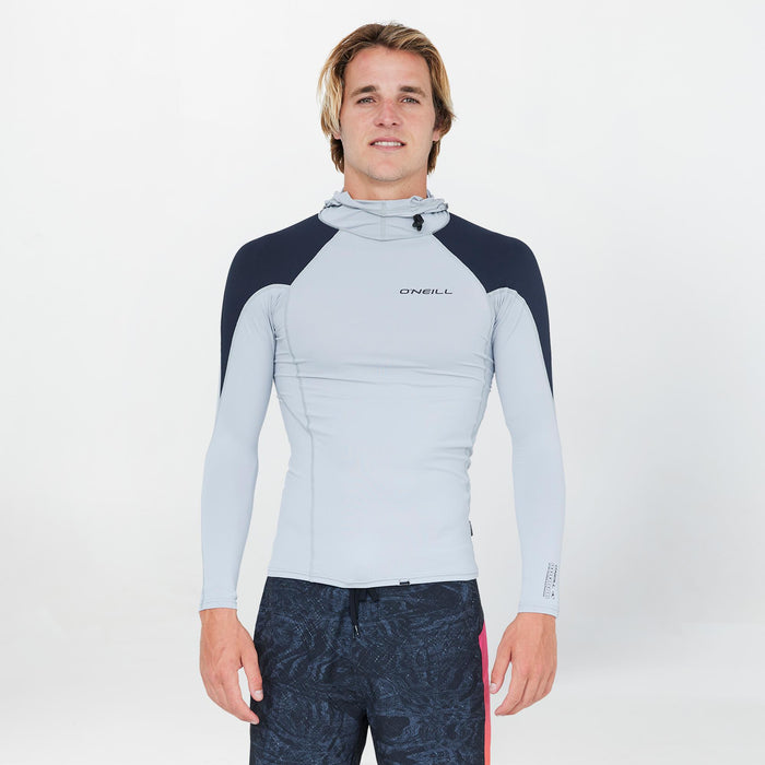 Men's TRVLR Long Sleeve Hooded Rash Vest - Cool Grey