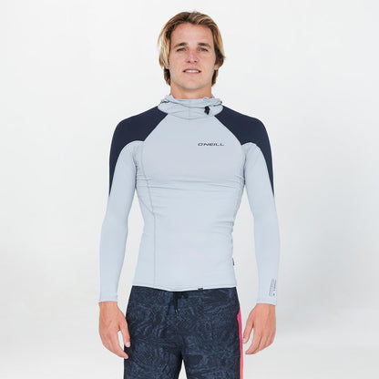 Men's TRVLR Long Sleeve Hooded Rash Vest - Cool Grey