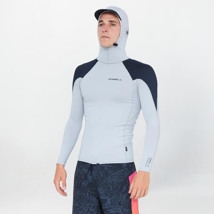 Men's TRVLR Long Sleeve Hooded Rash Vest - Cool Grey
