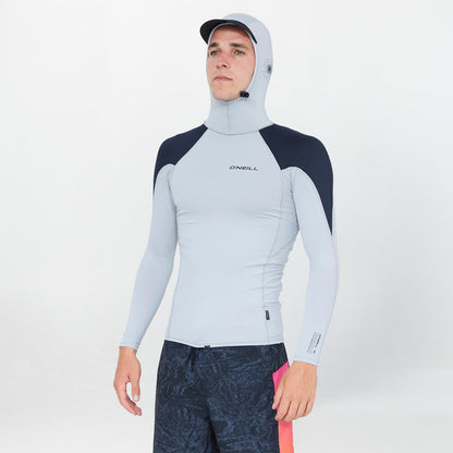 Men's TRVLR Long Sleeve Hooded Rash Vest - Cool Grey