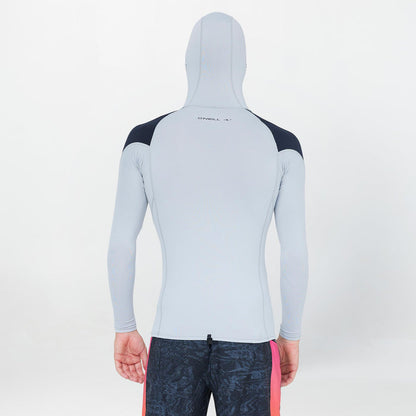Men's TRVLR Long Sleeve Hooded Rash Vest - Cool Grey