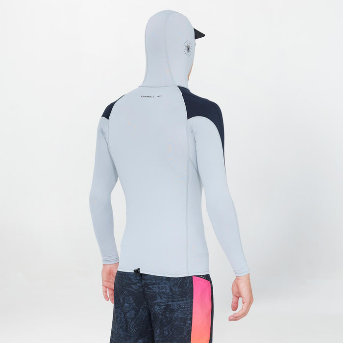 Men's TRVLR Long Sleeve Hooded Rash Vest - Cool Grey