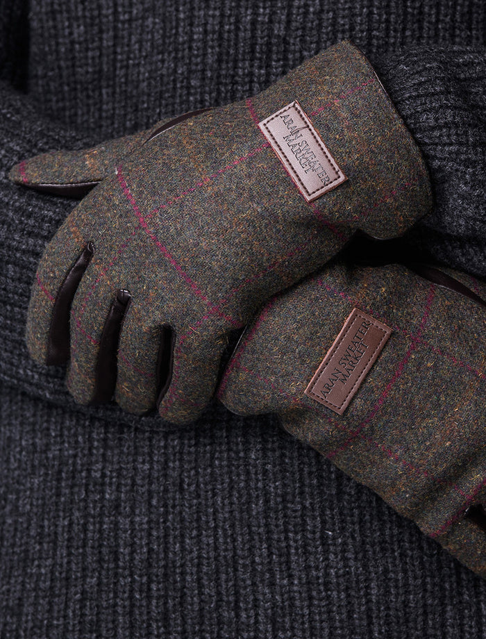 Mens Tweed Gloves - #color_green-box-check