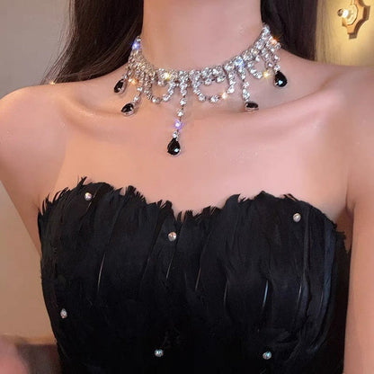 Midnight Droplet Choker Necklace - Fashionnsio