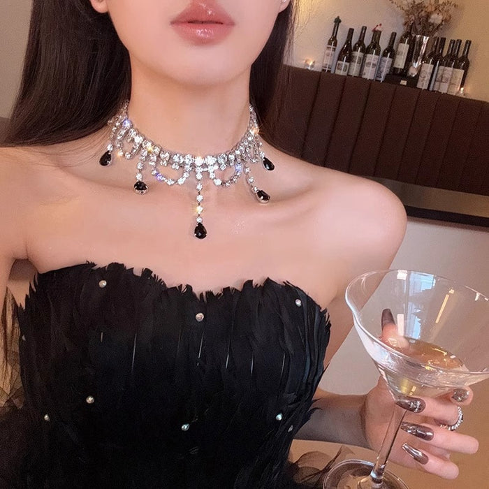 Midnight Droplet Choker Necklace - Fashionnsio