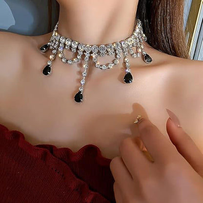 Midnight Droplet Choker Necklace - Fashionnsio