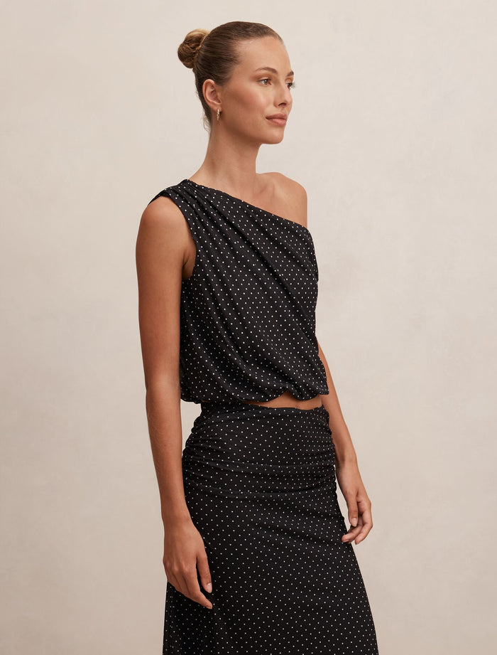 Mila Tipped Shoulder Drape Top Forever New