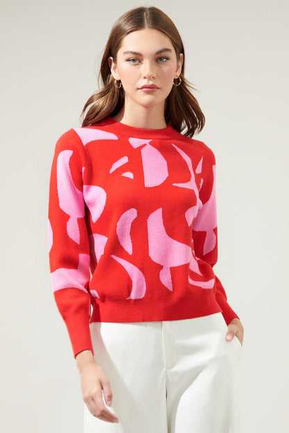 Minka Abstract Crew Neck Sweater