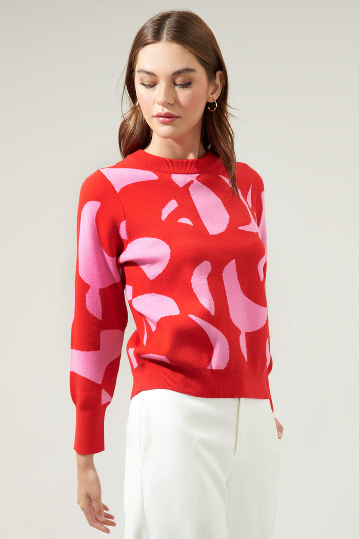 Minka Abstract Crew Neck Sweater