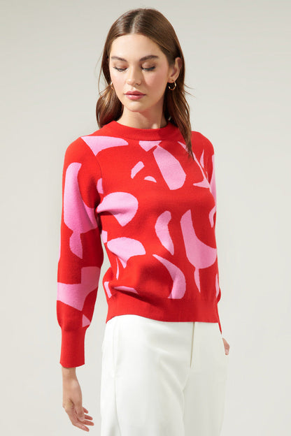 Minka Abstract Crew Neck Sweater