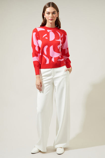 Minka Abstract Crew Neck Sweater