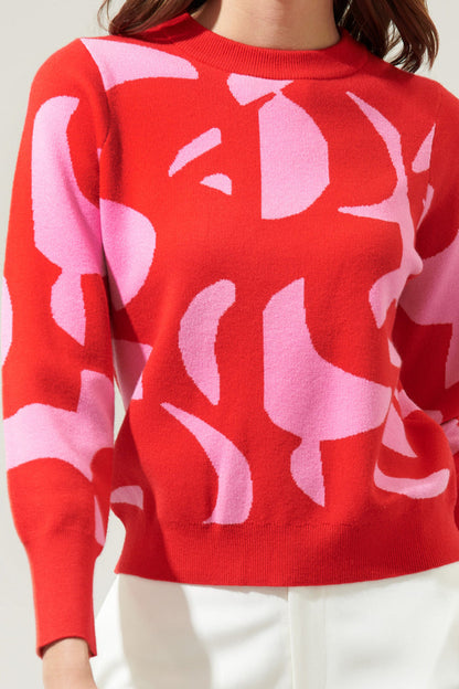 Minka Abstract Crew Neck Sweater