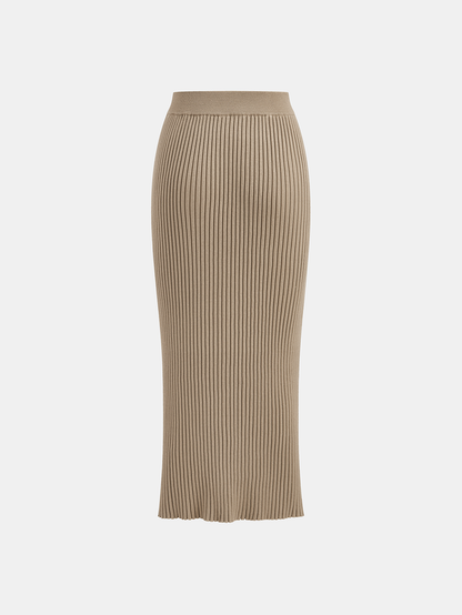 Mock Neck Cross-Over Crop Top and Midi Skirt Set