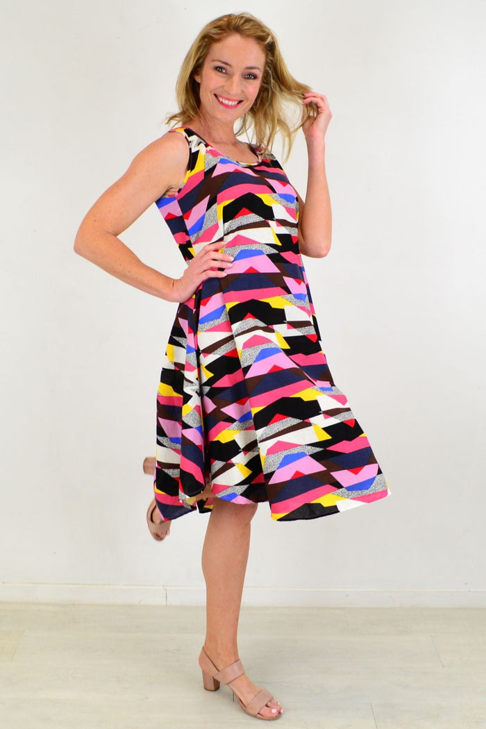Modern Art Linen Cotton Tunic Dress by Ruby Rain featuring a relaxed fit and contemporary design in natural fabric.