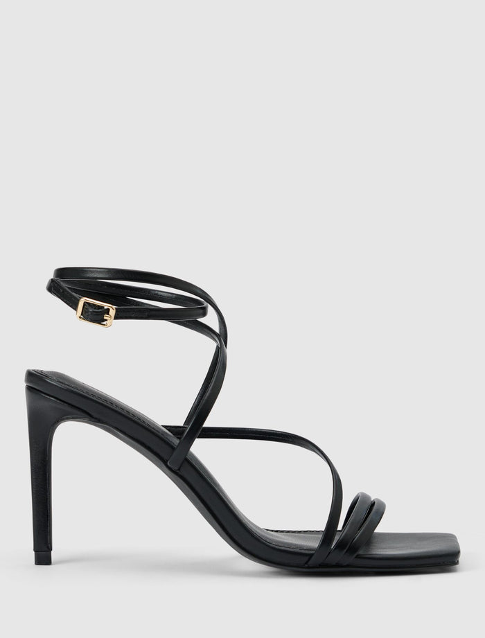 Monica 2 Ankle Wrap Heeled Sandal Black Forever New