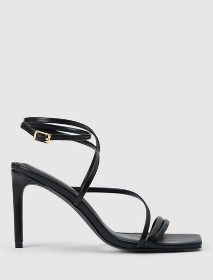 Monica 2 Ankle Wrap Heeled Sandal Black Forever New