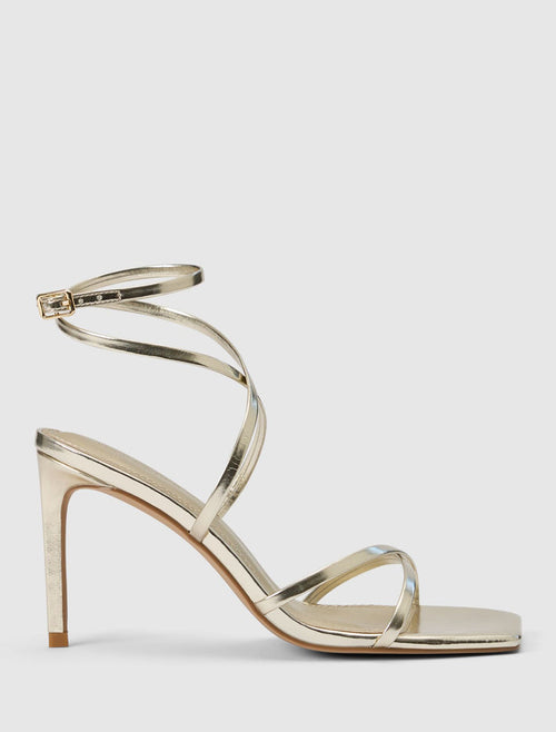 Monica Ankle Wrap Heeled Sandal Gold Forever New