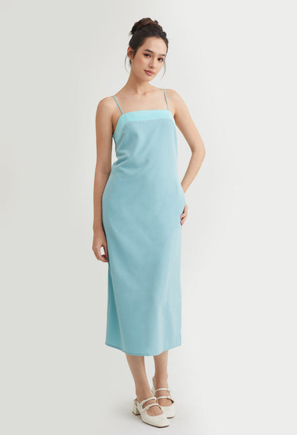 Monotone Contrast Trim Slip Midi Dress