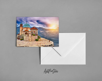 Montenegro Castle Island on the Lake, Europe Landscape Custom Greeting Cards