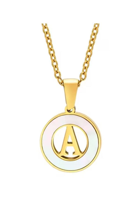 Mother of Pearl Initial Shell Pendant Necklace-A-Cute-Trendy-Shop-Womens-Boutique-Clothing-Store