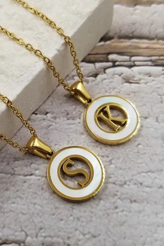 Mother of Pearl Initial Shell Pendant Necklace-Cute-Trendy-Shop-Womens-Boutique-Clothing-Store