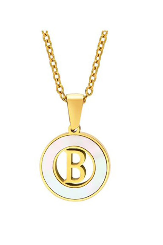 Mother of Pearl Initial Shell Pendant Necklace-B-Cute-Trendy-Shop-Womens-Boutique-Clothing-Store