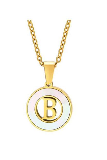 Mother of Pearl Initial Shell Pendant Necklace-B-Cute-Trendy-Shop-Womens-Boutique-Clothing-Store