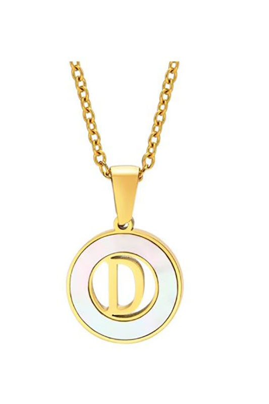 Mother of Pearl Initial Shell Pendant Necklace-D-Cute-Trendy-Shop-Womens-Boutique-Clothing-Store