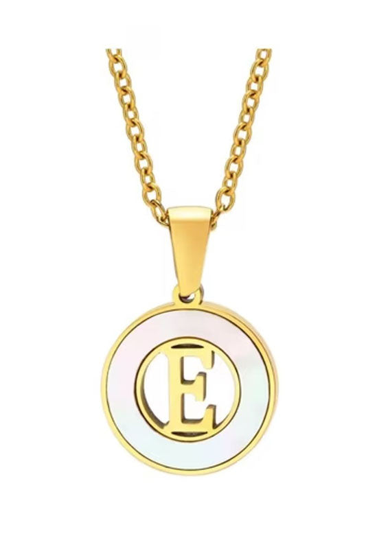 Mother of Pearl Initial Shell Pendant Necklace-E-Cute-Trendy-Shop-Womens-Boutique-Clothing-Store