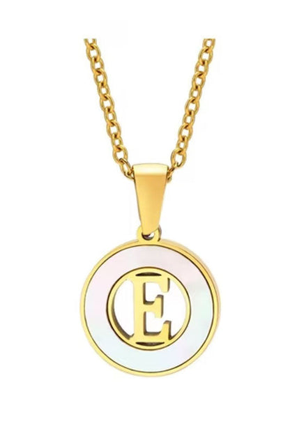 Mother of Pearl Initial Shell Pendant Necklace-E-Cute-Trendy-Shop-Womens-Boutique-Clothing-Store