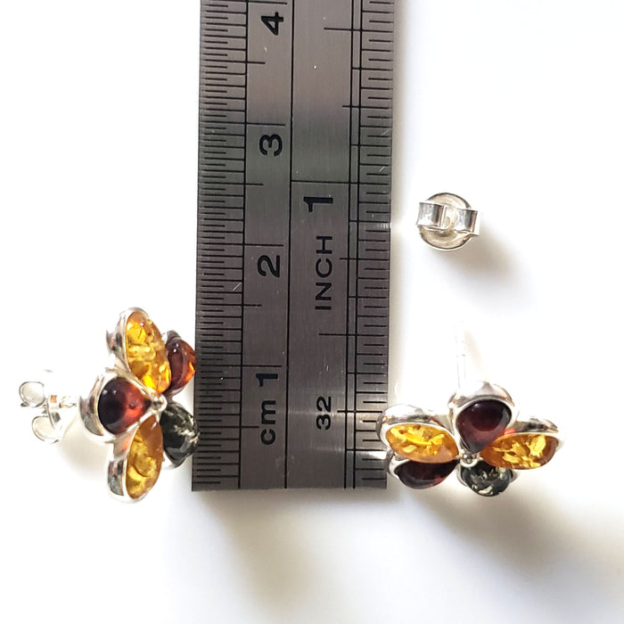 silver flower stud earrings