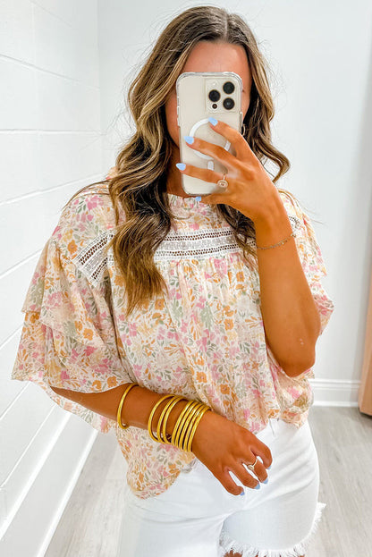 MultiColour Floral Print Wide Ruffle Sleeves Blouse - Tops/Blouses & Shirts