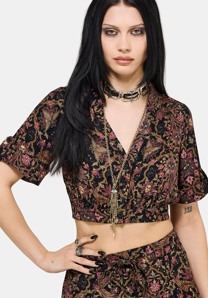 Mythos Print Crop Shirt