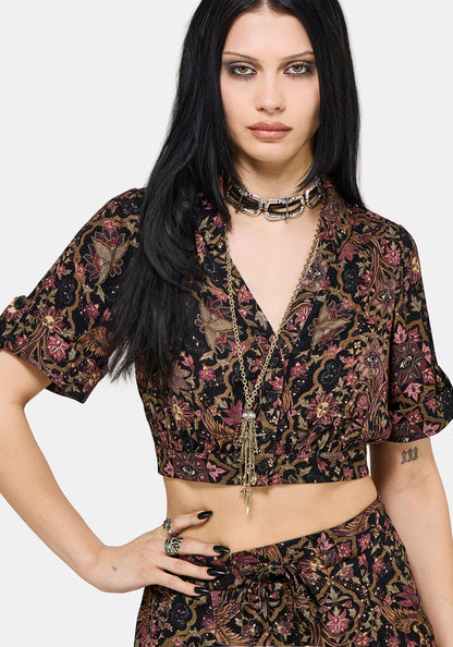 Mythos Print Crop Shirt