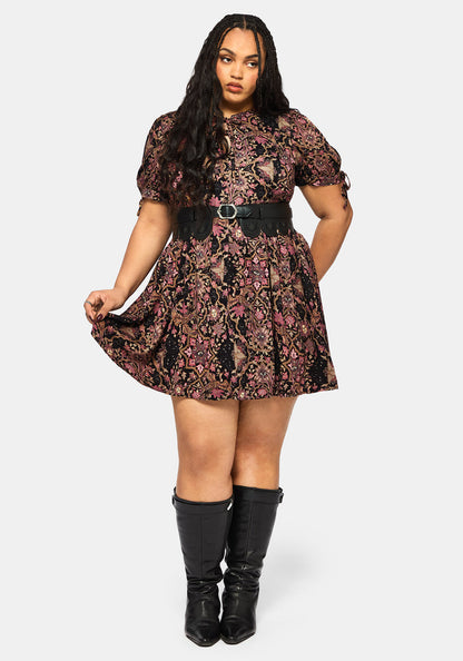 Mythos Print Tie Front Mini Dress