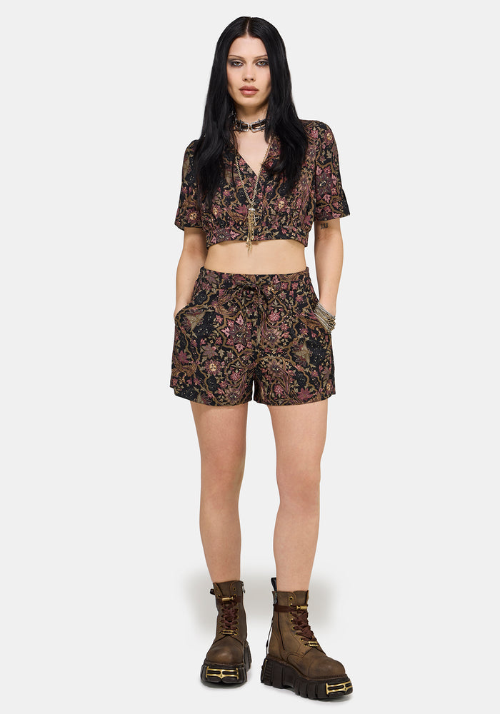 Mythos Print Tie Front Short UK 6