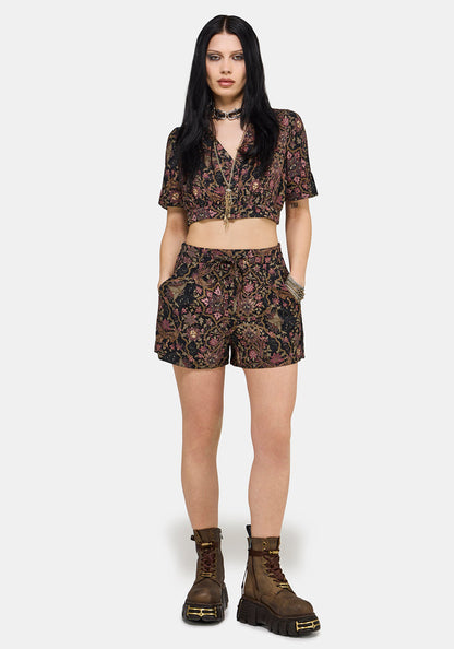 Mythos Print Tie Front Short UK 6