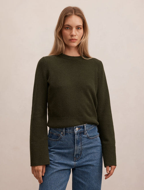 Natalie Knitted Sweater Deep Green Forever New
