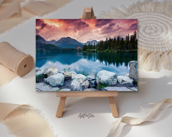 National Park High Tatra Dramatic Overcrast Sky, Strbske Pleso, Slovakia, Europe Landscape Custom Greeting Cards